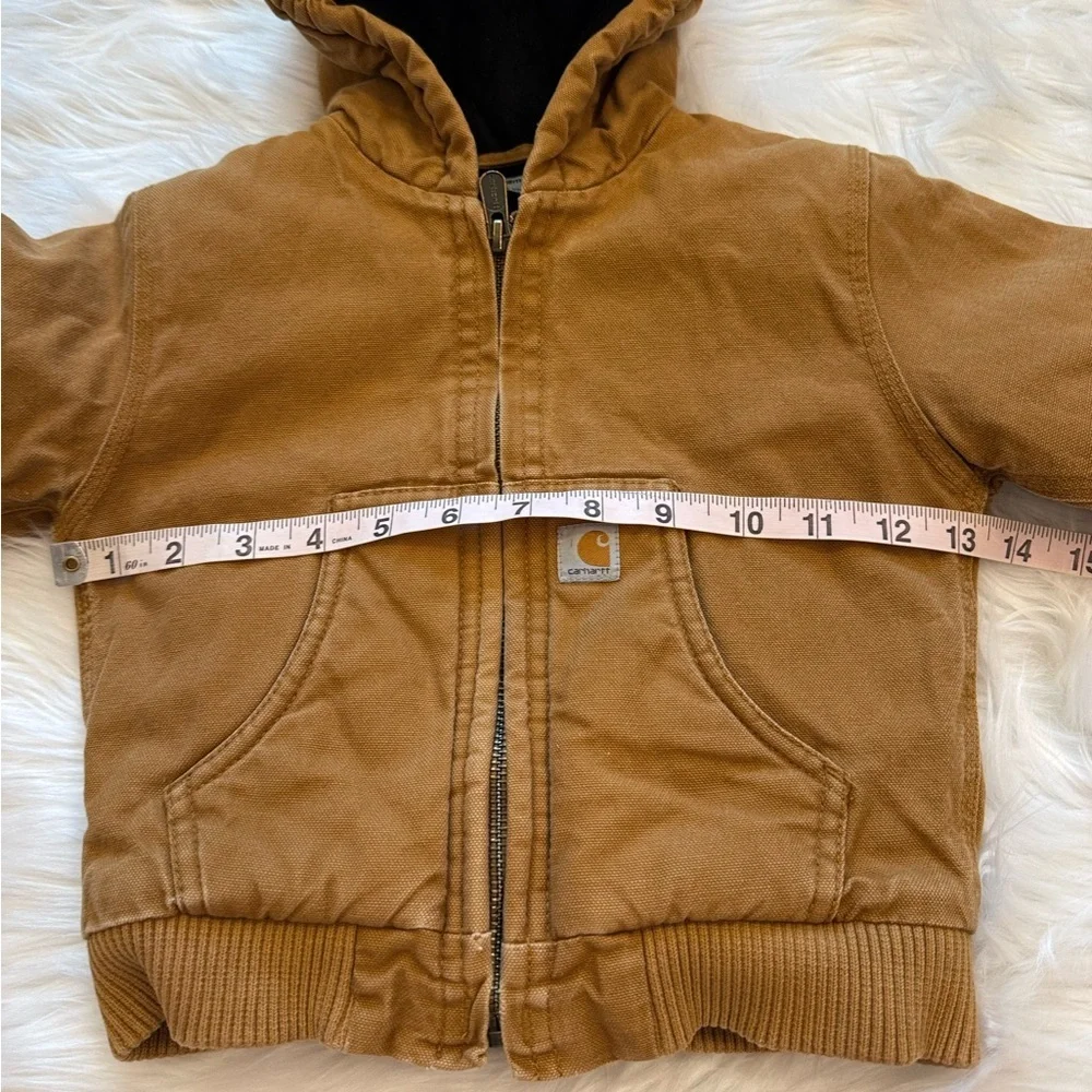 Carhartt 18M Baby Toddler Boy/Girl Hooded Quilted Lining Zip Front Jacket Brown
